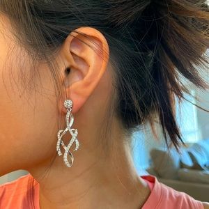 Dramatic Swarovski crystal drop earrings, worn two ways